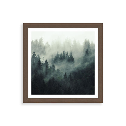 Green misty mountain pine forest in cloudy and rainy - vintage style photo Framed Art Print Gallery Image 60