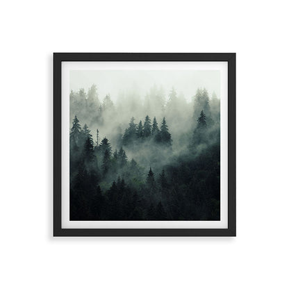 Green misty mountain pine forest in cloudy and rainy - vintage style photo Framed Art Print Gallery Image 7