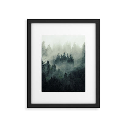 Green misty mountain pine forest in cloudy and rainy - vintage style photo Framed Art Print Gallery Image 6