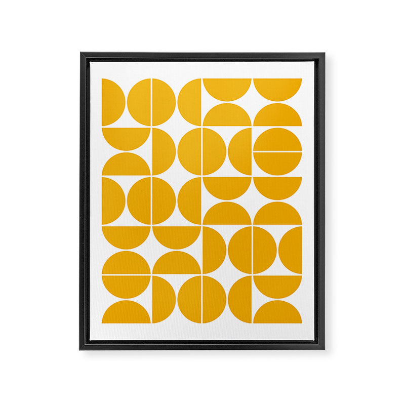 Mid Century Modern Geometric 04 Yellow Framed Canvas Print Gallery Image 3