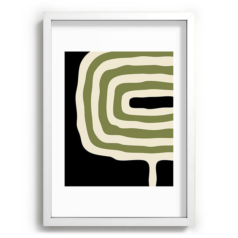 Abstract Geometric Rings 234 Black Olive Green and Beige Framed Art Print Gallery Image 105