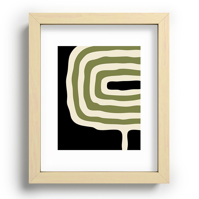 Abstract Geometric Rings 234 Black Olive Green and Beige Framed Art Print Gallery Image 95