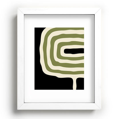Abstract Geometric Rings 234 Black Olive Green and Beige Framed Art Print Gallery Image 103
