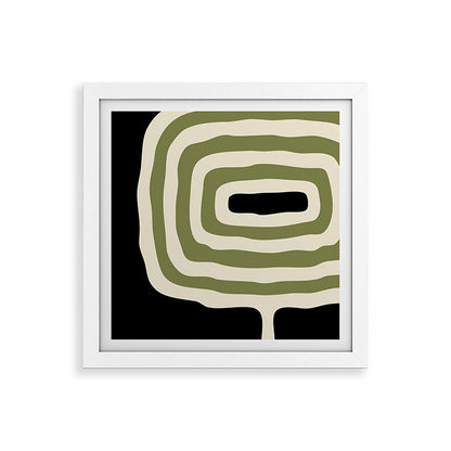 Abstract Geometric Rings 234 Black Olive Green and Beige Framed Art Print Gallery Image 82