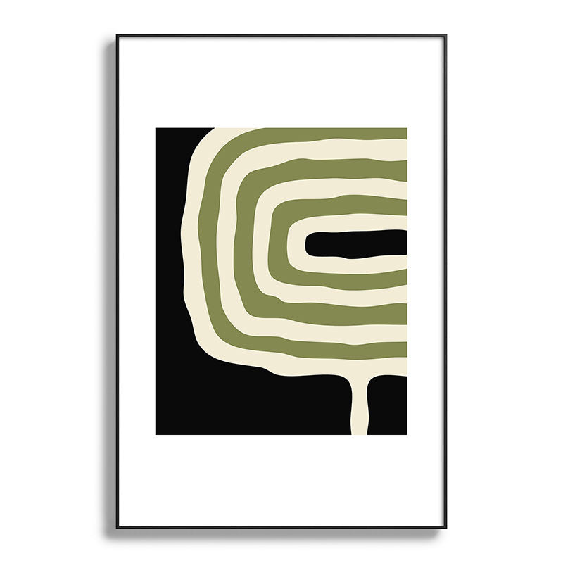 Abstract Geometric Rings 234 Black Olive Green and Beige Framed Art Print Gallery Image 117