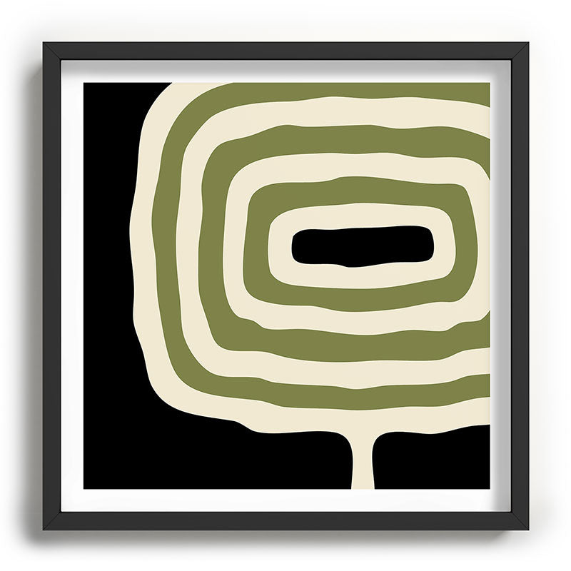 Abstract Geometric Rings 234 Black Olive Green and Beige Framed Art Print Gallery Image 93