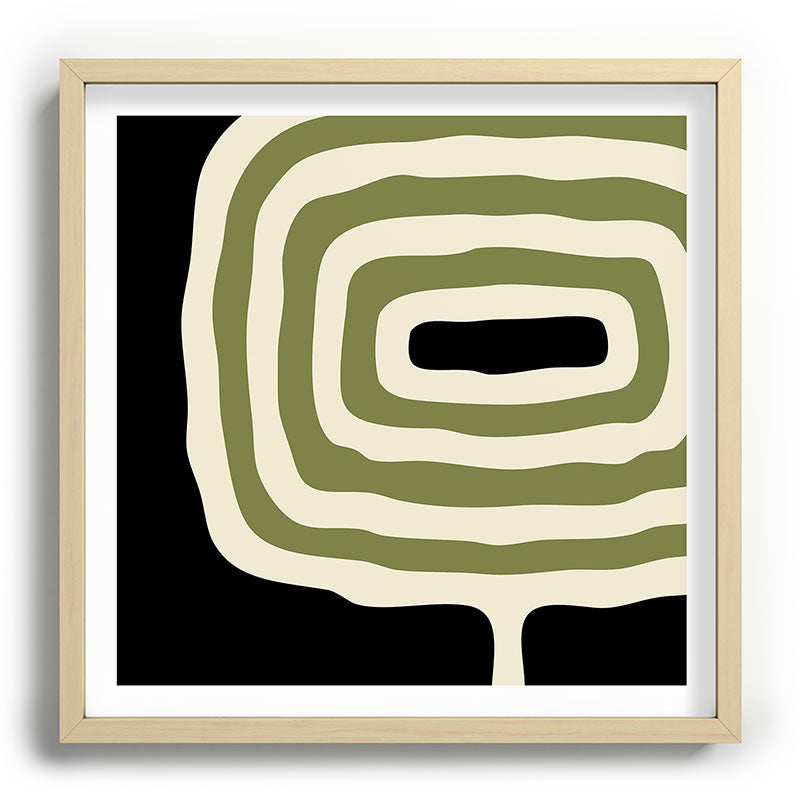 Abstract Geometric Rings 234 Black Olive Green and Beige Framed Art Print Gallery Image 109