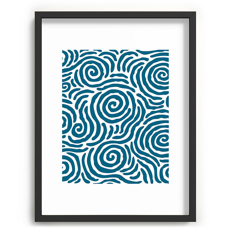 Ripple Effect Pattern Peacock Blue Framed Art Print Gallery Image 84