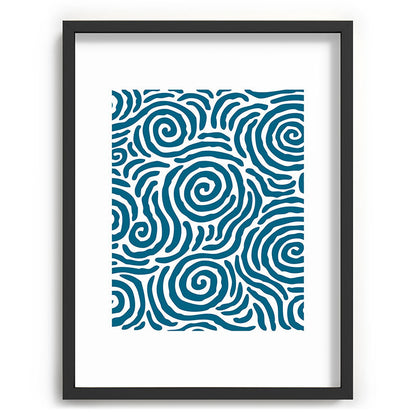 Ripple Effect Pattern Peacock Blue Framed Art Print Gallery Image 84