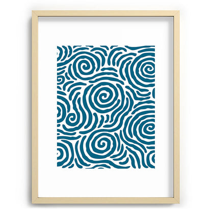 Ripple Effect Pattern Peacock Blue Framed Art Print Gallery Image 99