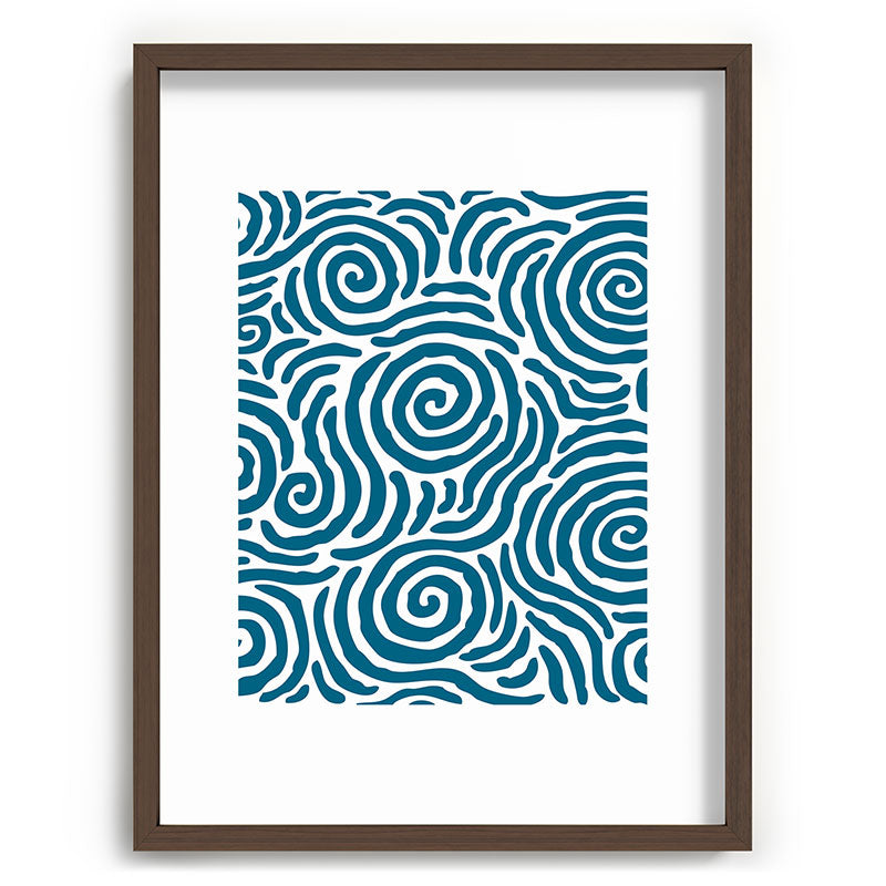 Ripple Effect Pattern Peacock Blue Framed Art Print Gallery Image 91