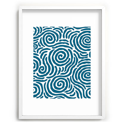 Ripple Effect Pattern Peacock Blue Framed Art Print Gallery Image 107