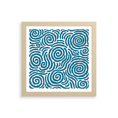 Ripple Effect Pattern Peacock Blue Framed Art Print Gallery Image 71