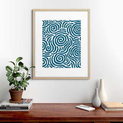 Ripple Effect Pattern Peacock Blue Framed Art Print Gallery Image 67