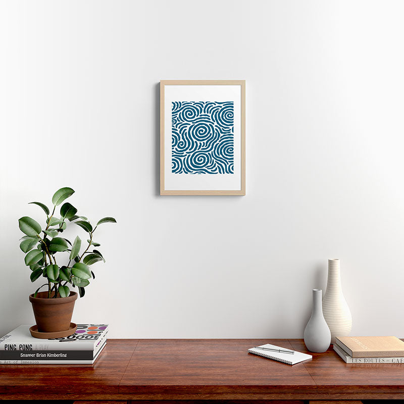Ripple Effect Pattern Peacock Blue Framed Art Print Gallery Image 23