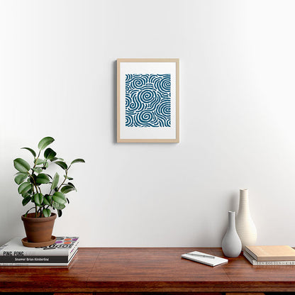 Ripple Effect Pattern Peacock Blue Framed Art Print Gallery Image 23
