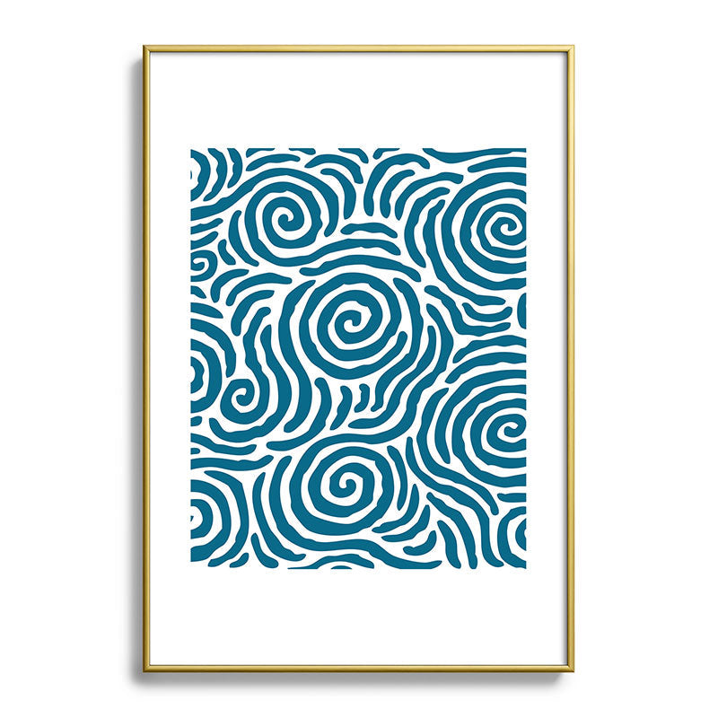 Ripple Effect Pattern Peacock Blue Framed Art Print Gallery Image 123