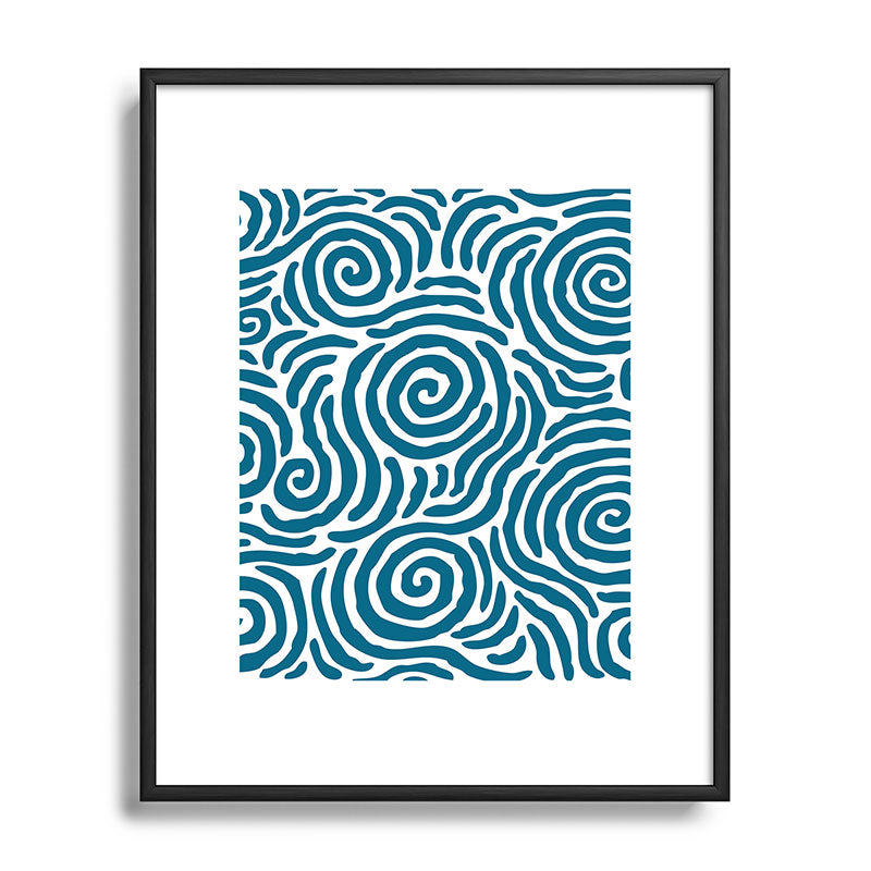 Ripple Effect Pattern Peacock Blue Framed Art Print Gallery Image 111