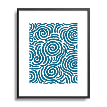 Ripple Effect Pattern Peacock Blue Framed Art Print Gallery Image 111