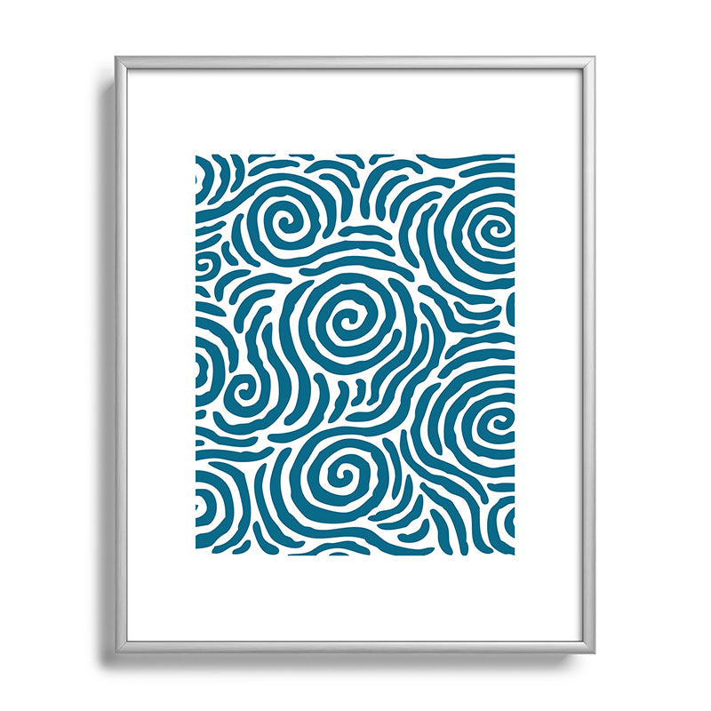 Ripple Effect Pattern Peacock Blue Framed Art Print Gallery Image 129
