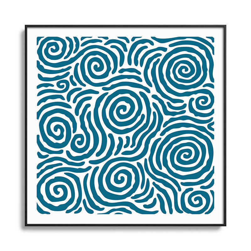 Ripple Effect Pattern Peacock Blue Framed Art Print Gallery Image 126