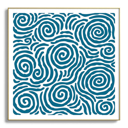 Ripple Effect Pattern Peacock Blue Framed Art Print Gallery Image 139