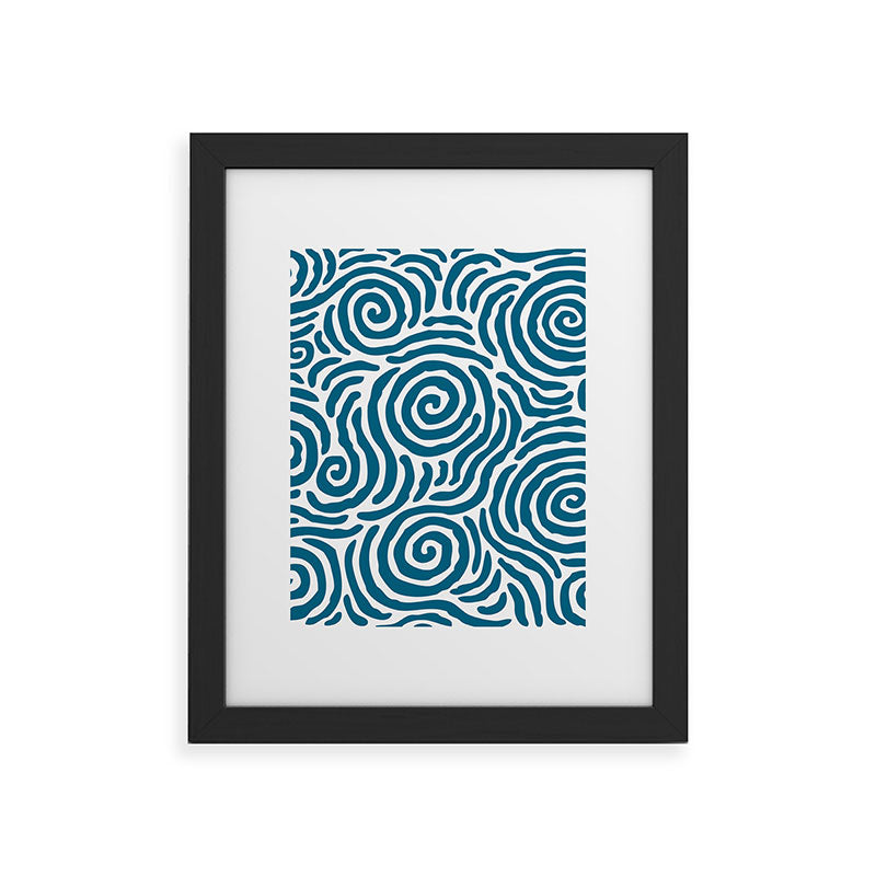 Ripple Effect Pattern Peacock Blue Framed Art Print Gallery Image 40