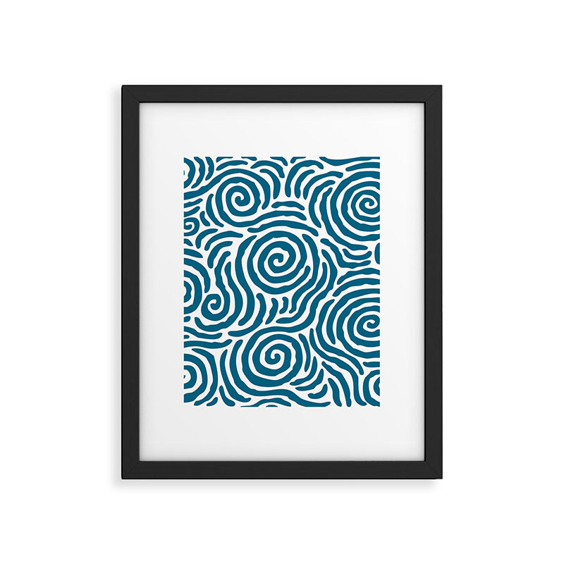 Ripple Effect Pattern Peacock Blue Framed Art Print Gallery Image 1
