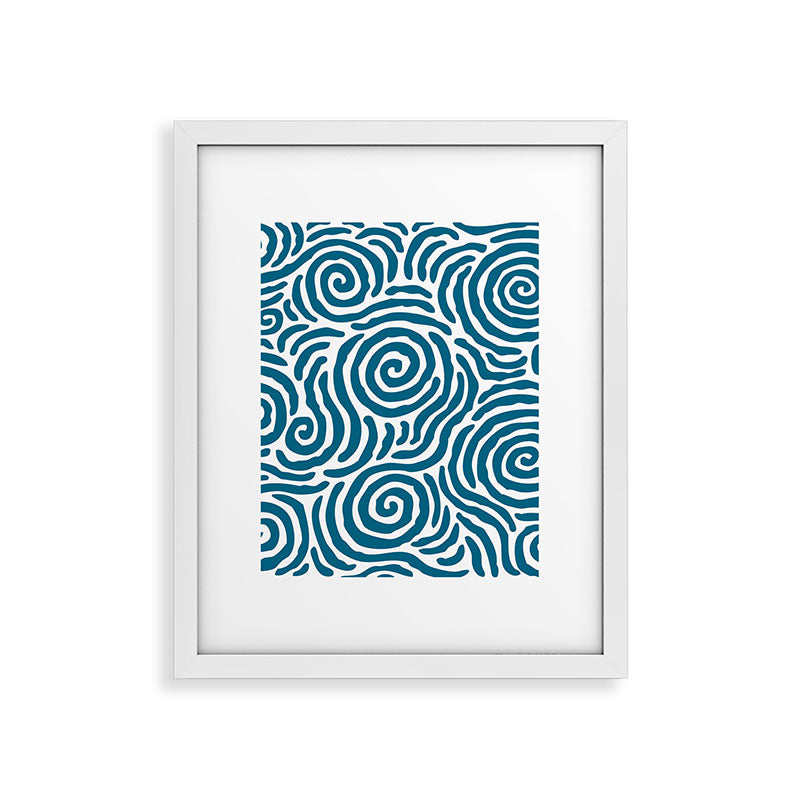 Ripple Effect Pattern Peacock Blue Framed Art Print Gallery Image 31