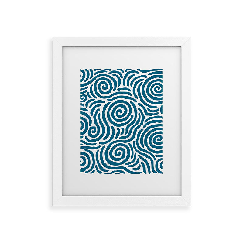 Ripple Effect Pattern Peacock Blue Framed Art Print Gallery Image 74