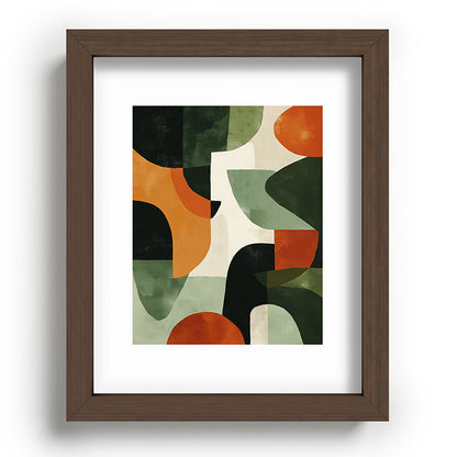 Earthy Mid-Century Abstract Composition in Olive, Rust, and Charcoal Tones Framed Art Print Gallery Image 64