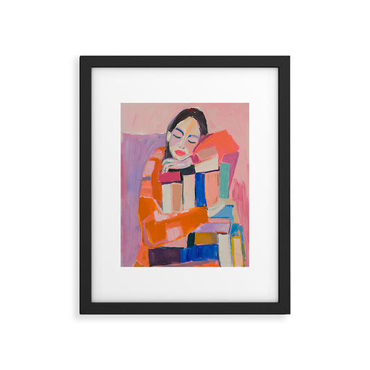 Woman Love for Books Framed Art Print Gallery Image 2