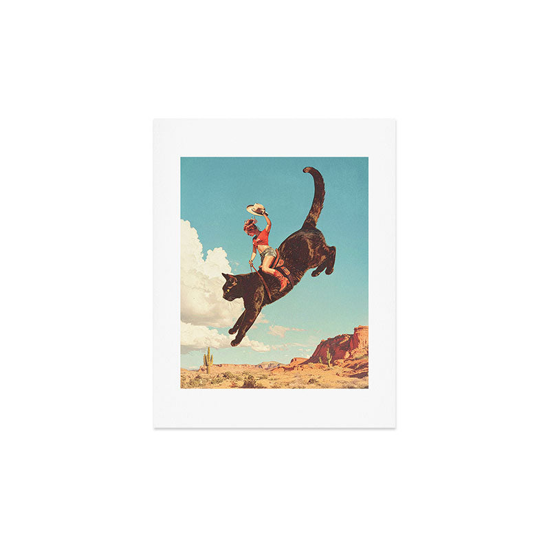Meehaw - Rodeo Cat Cowgirl Bronc Art Print Gallery Image 3