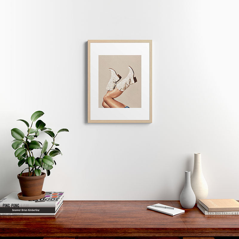These Boots - Neutral Glitter II / Beige Framed Art Print Gallery Image 26