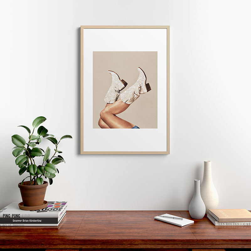 These Boots - Neutral Glitter II / Beige Framed Art Print Gallery Image 28