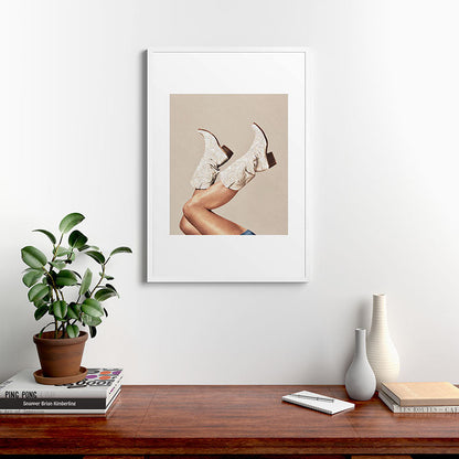 These Boots - Neutral Glitter II / Beige Framed Art Print Gallery Image 37
