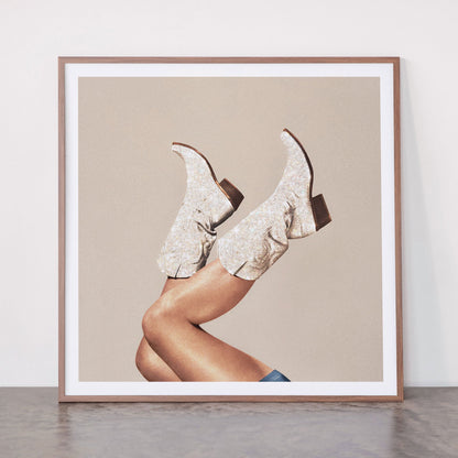 These Boots - Neutral Glitter II / Beige Framed Art Print Gallery Image 21