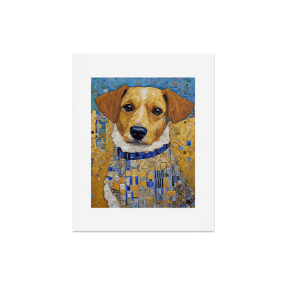Gustav Klimt Style Dog in Blue and White Ruffled Collar Art Print Gallery Image 6