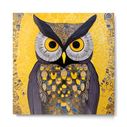 Klimt Owl with Yellow Eyes Metal Print Gallery Image 5