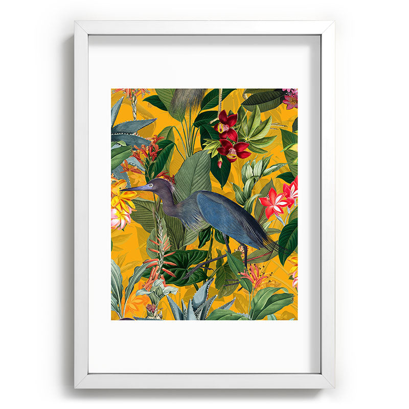 Vintage & Shabby Chic - Sunny Tropical Garden Blue Heron Framed Art Print Gallery Image 105