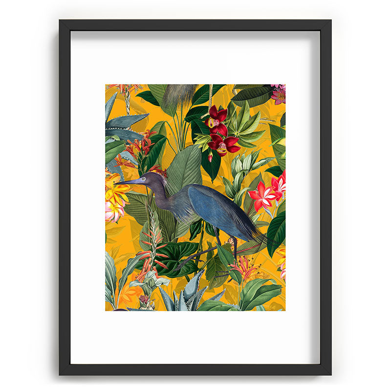 Vintage & Shabby Chic - Sunny Tropical Garden Blue Heron Framed Art Print Gallery Image 84