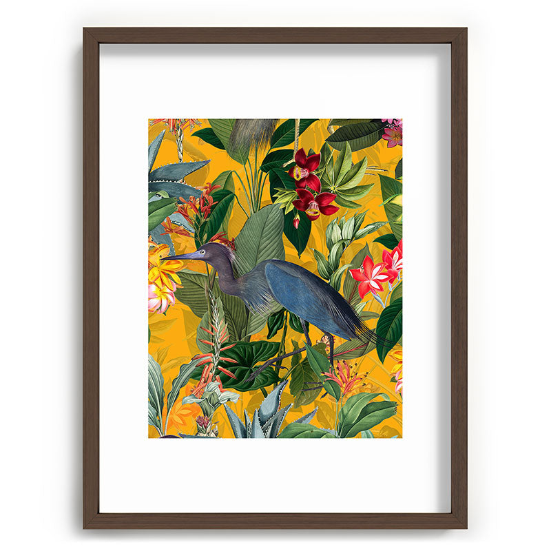 Vintage & Shabby Chic - Sunny Tropical Garden Blue Heron Framed Art Print Gallery Image 91