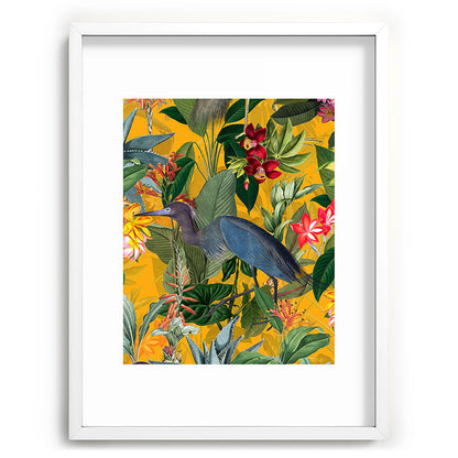 Vintage & Shabby Chic - Sunny Tropical Garden Blue Heron Framed Art Print Gallery Image 108