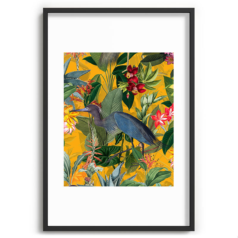 Vintage & Shabby Chic - Sunny Tropical Garden Blue Heron Framed Art Print Gallery Image 85