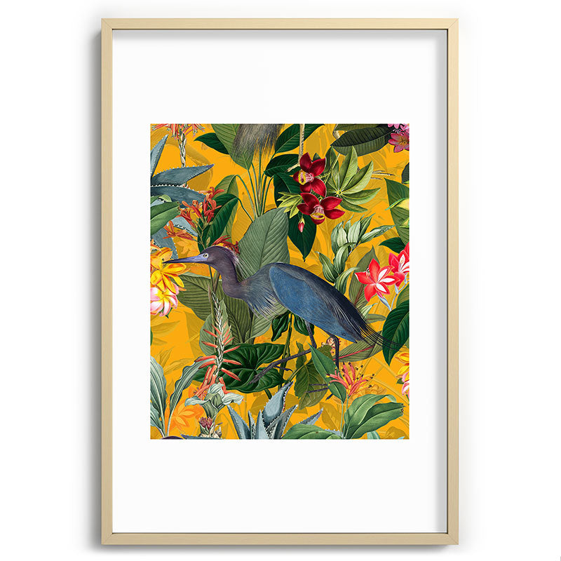 Vintage & Shabby Chic - Sunny Tropical Garden Blue Heron Framed Art Print Gallery Image 102