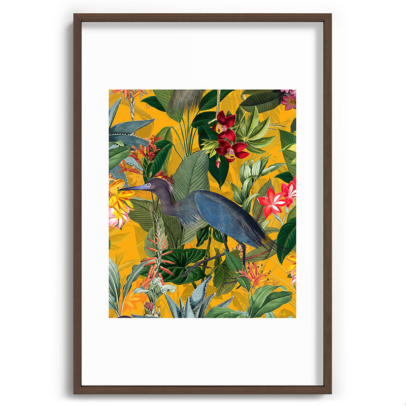 Vintage & Shabby Chic - Sunny Tropical Garden Blue Heron Framed Art Print Gallery Image 94