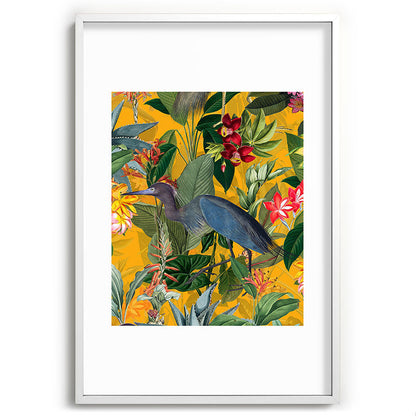 Vintage & Shabby Chic - Sunny Tropical Garden Blue Heron Framed Art Print Gallery Image 110