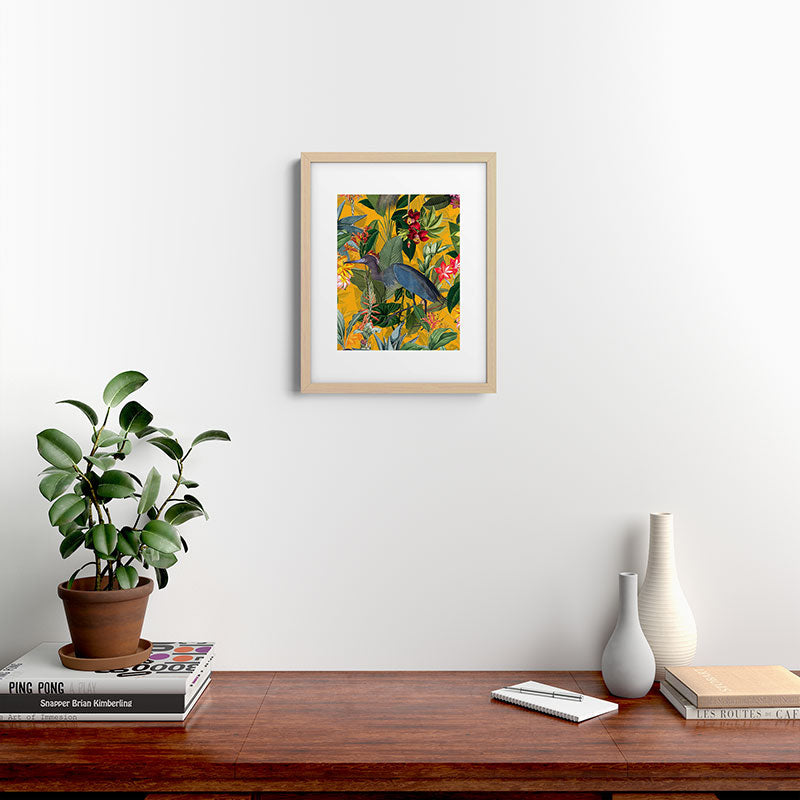Vintage & Shabby Chic - Sunny Tropical Garden Blue Heron Framed Art Print Gallery Image 25