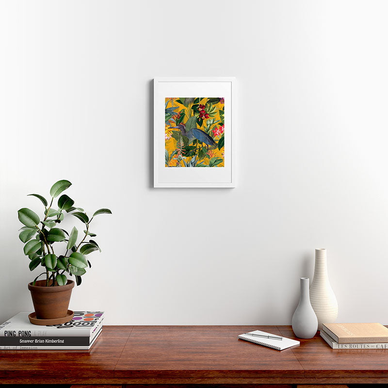 Vintage & Shabby Chic - Sunny Tropical Garden Blue Heron Framed Art Print Gallery Image 32