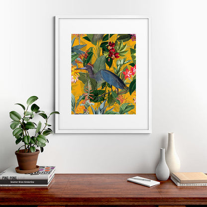 Vintage & Shabby Chic - Sunny Tropical Garden Blue Heron Framed Art Print Gallery Image 76